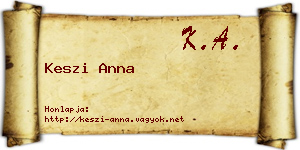 Keszi Anna névjegykártya